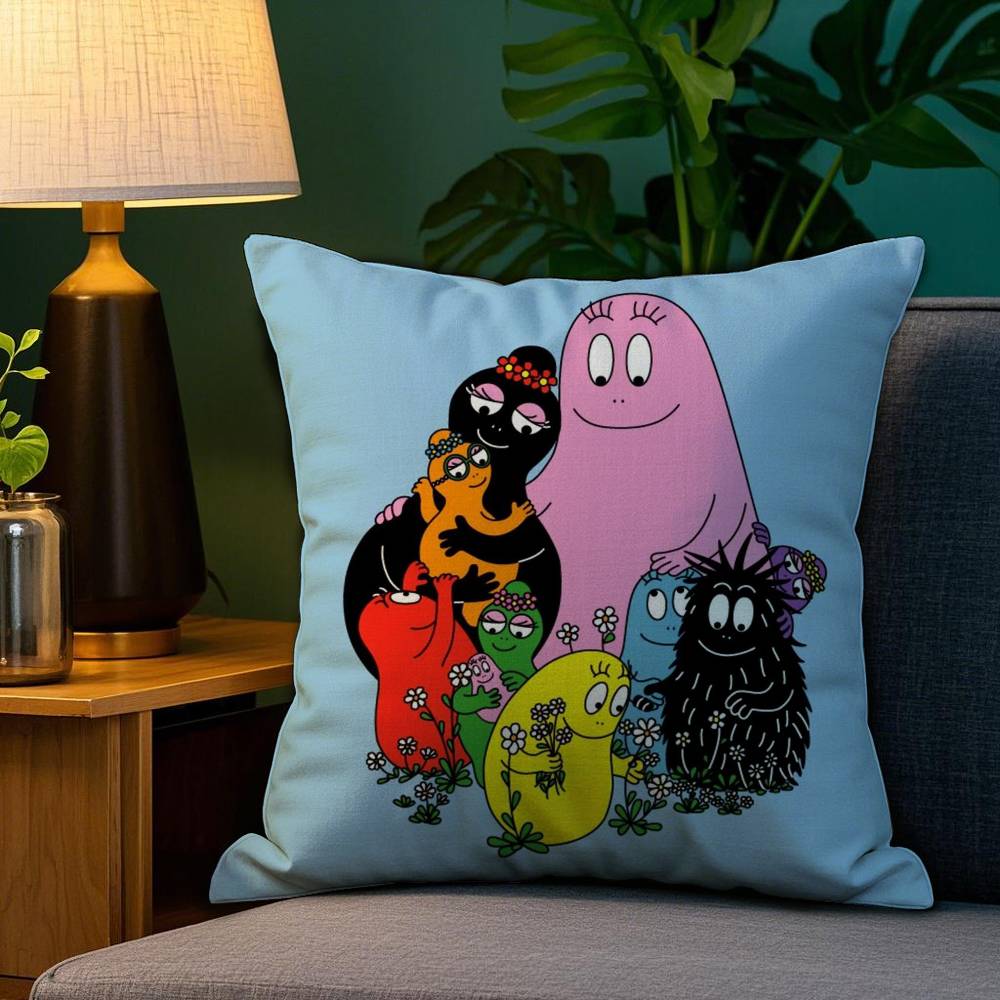 Cartoon Cute B-Barbapapas Pillow Case Plush Fabric Soft Double Sided Print Sofa Cushion Cover Throw Pillow Covers