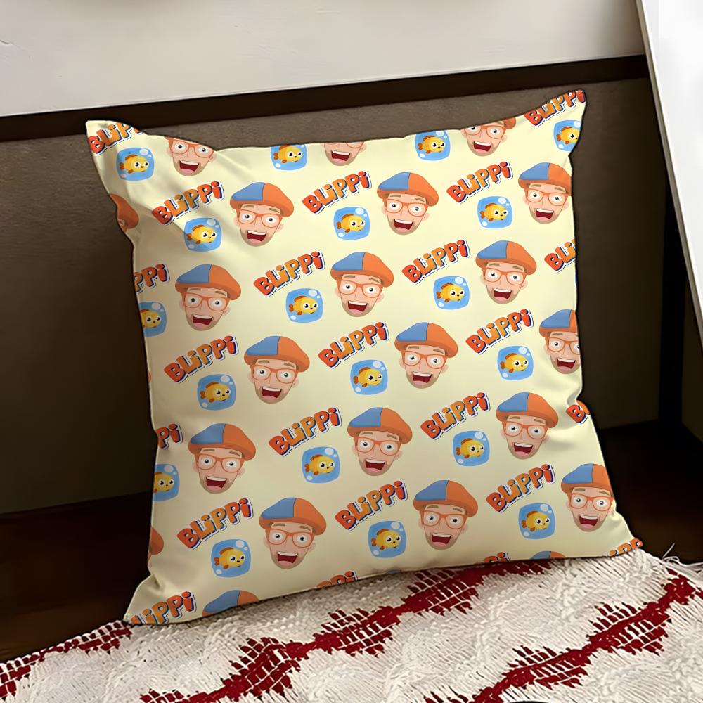 Anime BBlippi Cushion Cover Reversible Soft Durable Pillow Cover Home Car MultiScene Use for Daily Comfort