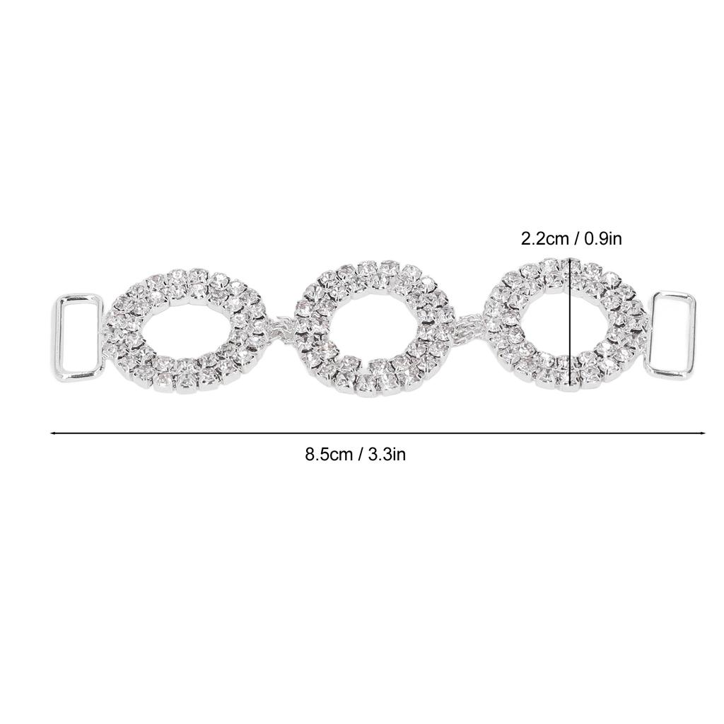5pcs Rhinestone Bikini Connectors 3 Circle Shapes Sparkling Glass Rhinestones Connection Buckle for Shoes DIY Bikini