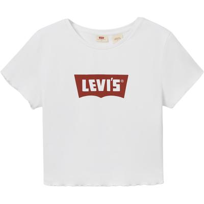 Levis Casual Versatile Slim Fit Logo Print Ribbed Round Neck Short Sleeve T-Shirt Women T-Shirts White 003SN-0000