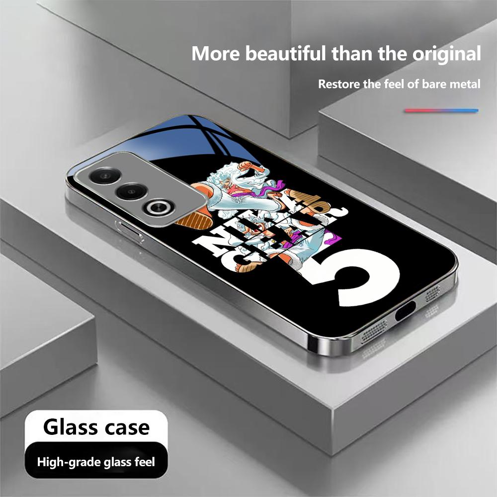 

N196 Новый стильный чехол One Piece Gear 5 для iPhone 16 15 Pro Max Samsung S24 S23 Ultra A54 A35 Redmi Note 13 Pro Покрытая рамка Закаленное стекло Чехол Infinix Smart 9