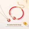 Tichya Red Agate Horseshoe Buckle Necklace, Women's S925 Sterling Silver, Chinese Style Niche Coin Collarbone Chain