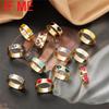 iF ME Trendy Heart Shape Rings for Women Exquisite Colorful Green Glossy Metal Rings Wholesale Jewelry