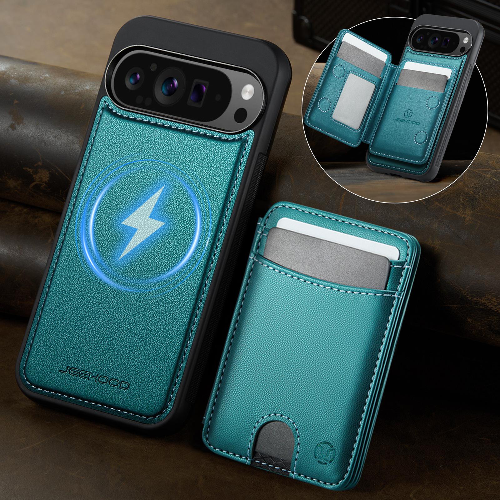 

Leather Moblie Phone Case for Google 10 Pro XL Pixel9 9A Detachable Magnetic RFID Blocking Flip Card Slot Wallet Holder Cover Google Pixel 9a зелений