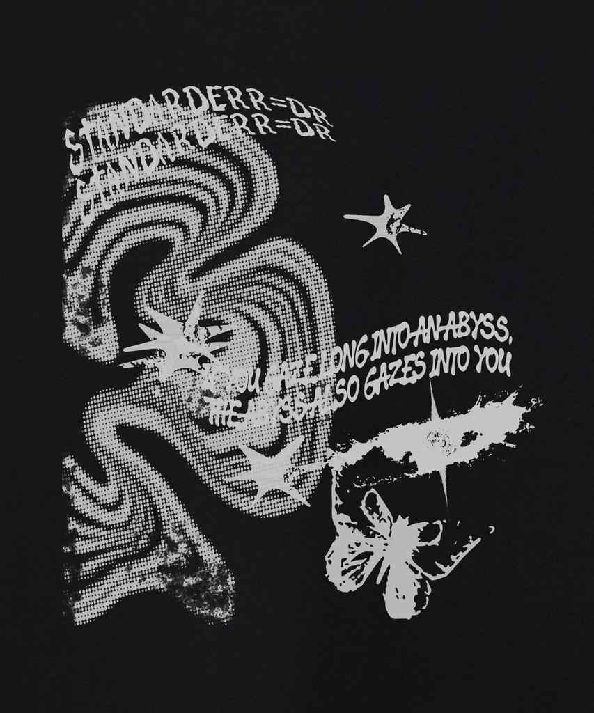 STANDARDERROR 87-Stan333 Y2K Cyber Butterfly Crack Solid Short Sleeve T-Shirt (2 Colors)