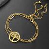 My Shape Flower of Life Bracelets 2 Layers Chains Combination Bracelet Stainless Steel Bangle Tree of Life Charms Jewelry Amulet