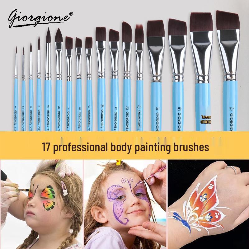 Giorgione 17-Piece Embossed Face & Body Paint Brush Set for Kids