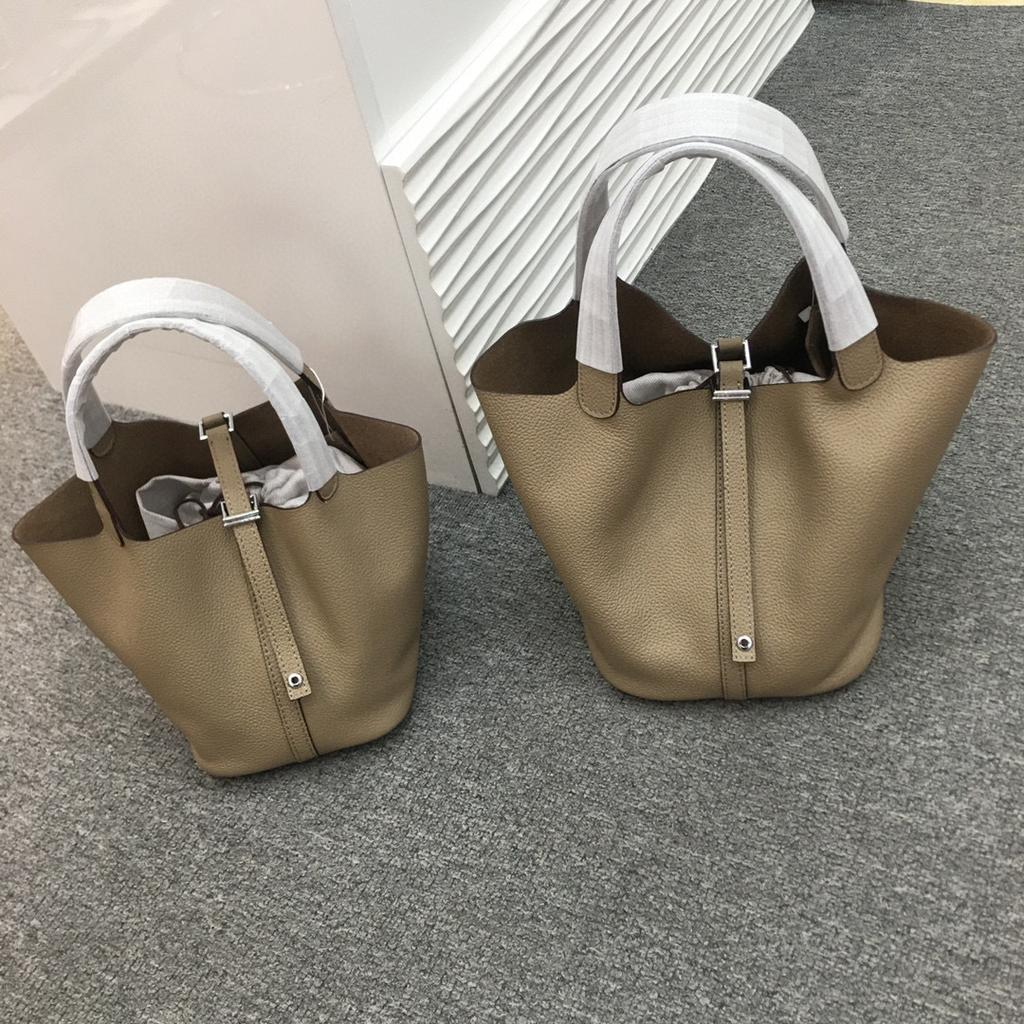 Damenhandtasche Togo-Leder Farbabstimmung Gemüsekorb Große Kapazität Handtasche Rindsleder Litschi-Muster Tasche Damen Kontrastfarbe Handtasche