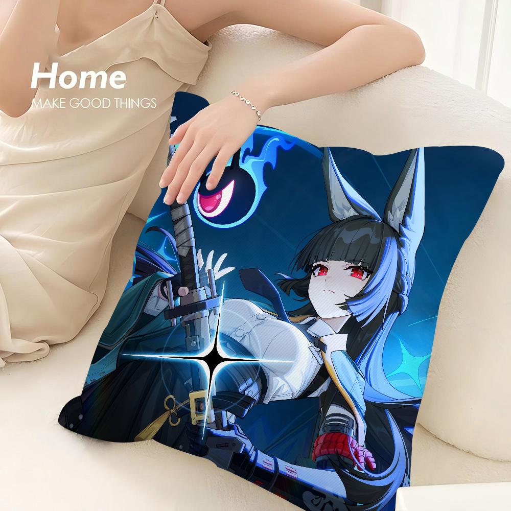 Hoshimi Miyabi Zenless Zone Zero Pillow Case Sofa Decorative Home Double-sided Print Plush Throw Pillow Covers Cushion Decor