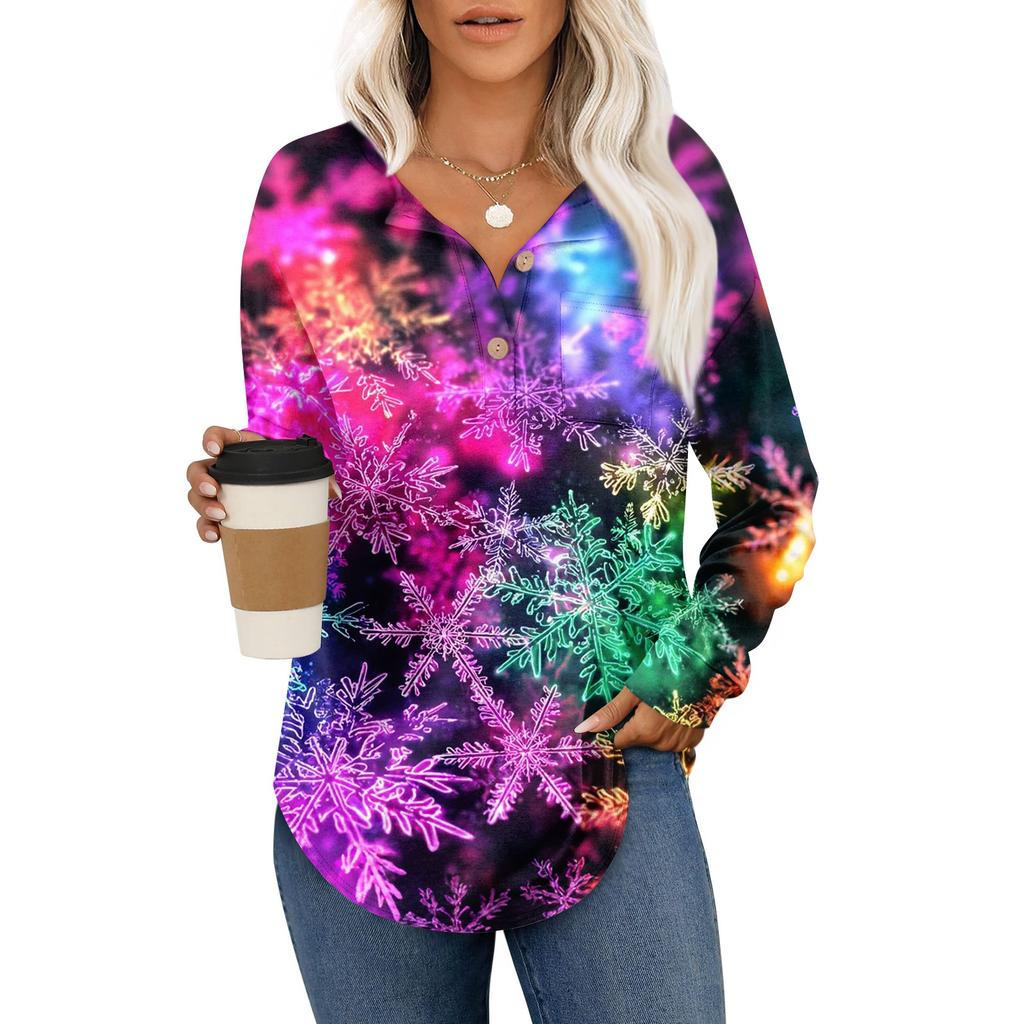 Women's Retro Printed Fashionable Long-sleeved Top