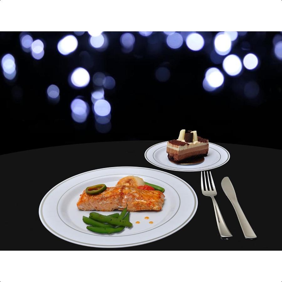 

200 Серебряные Пластиковые Столовые Приборы Премиум Качества Изысканные Одноразовые Полированные 100 Вилок и 100 Ножей Тяжелые Столовые Приборы Посуда для United States