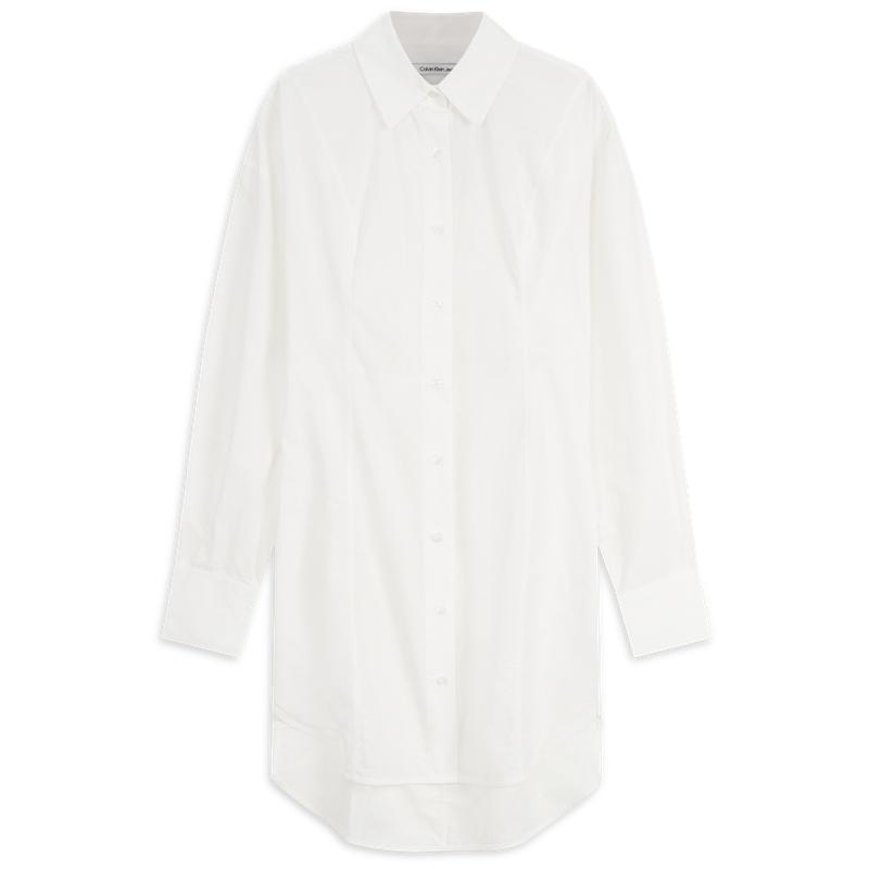 

Calvin Klein Casual Commuter Simple Embroidered Long Sleeve Dress Women Dresses Milk-White J222857 XS
