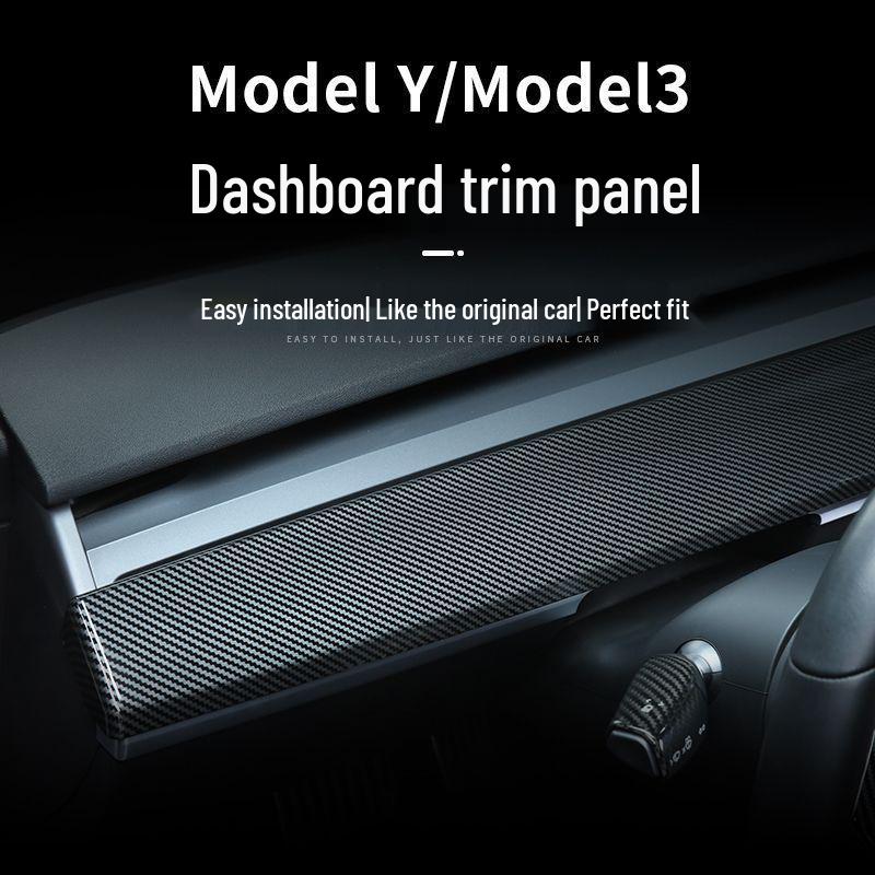 Carbon Fiber Decor Strips for Tesla Model 3/Y Dashboard & Console Protection
