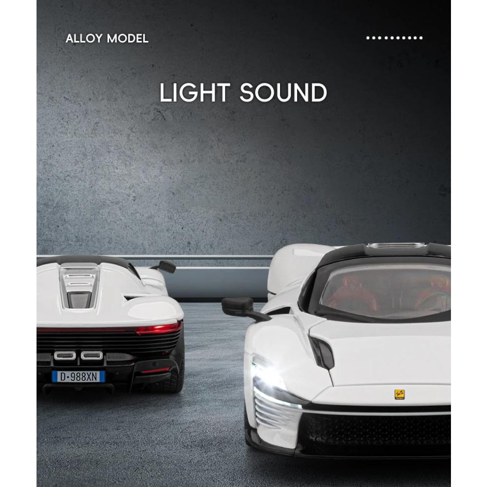 1/22 Ferrari SP3 Daytona Alloy Sports Car Model Diecasts Metal Racing Vehicles Car Model Simulation Sound Light Collection Kids Toy Gift