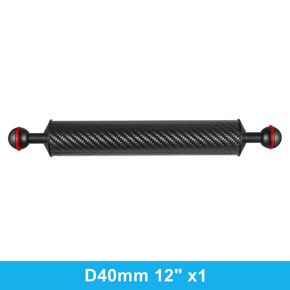 2 x D40mm Carbon Fiber Underwater Float Arm for Diving Tray Housing Video Light/Strobe Buoyancy Floating Ball Mounting (2 PCS)