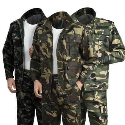 1 Set Men Jacket Pants Camouflage Print Multiple Pockets Two Piece Set Dirt Resistant Anti Scratch Work Clothes Suit for Labor Repairmen