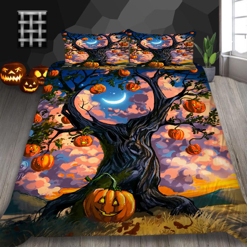 

Комплект постельного белья для дома на Хэллоуин, лампа с тыквой, пододеяльник, полноразмерная односпальная/двуспальная кровать, 2/3 предмета, украшение для дома Baby 100x135cm