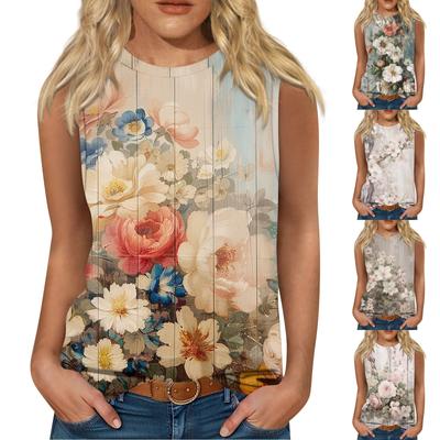 Women's Casual Tunic Tops To Wear With Leggings Sleeveless Summer Printed Shirts Tanks Blouses