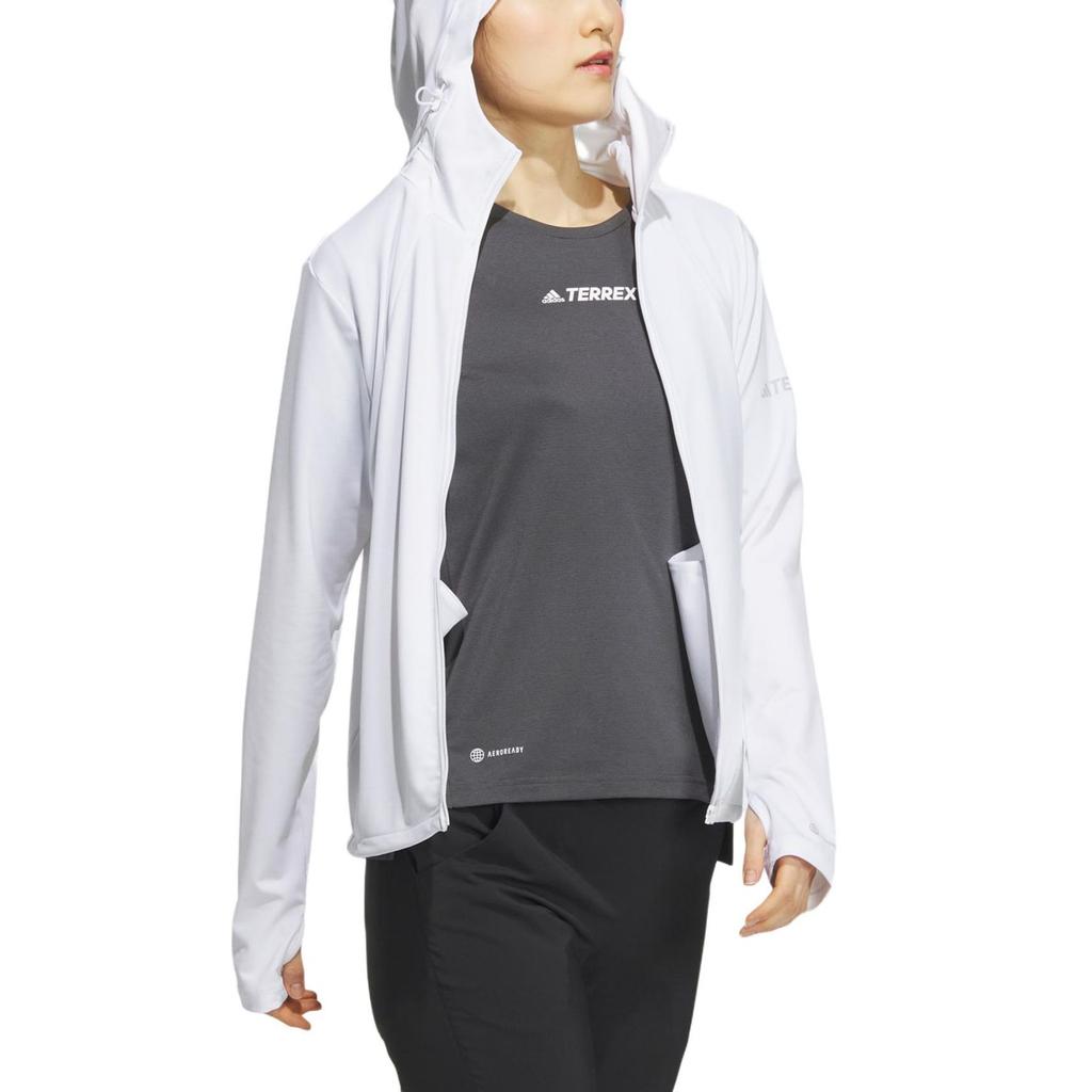 Adidas Solid Color Sports Hoodie Long Sleeve Breathable Sun Protection Women tops White IU1269