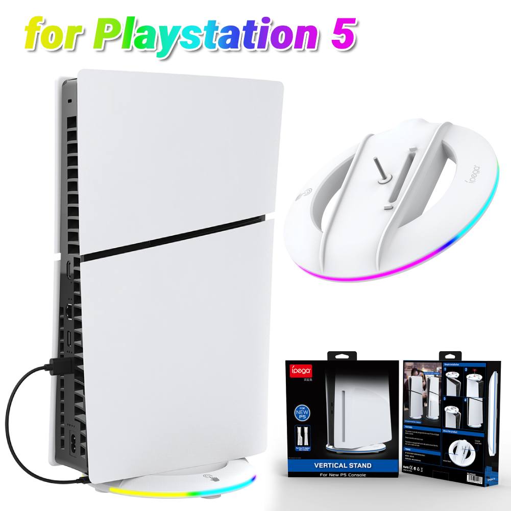 RGB Vertical Stand Stable Game Console Base Console Base Bracket for PS5 Slim Console for PS5 Slim Disc/Digital Version