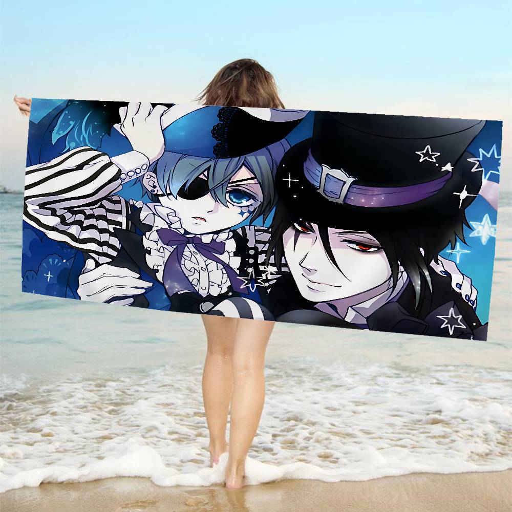 Manga Series Black Butlers Anime Beach Swimming Towel Soft Absorbent Washcloth Children's Gifts for Kids Travel Camping Gym