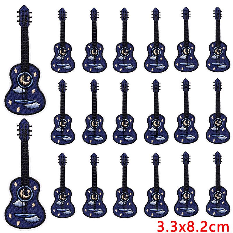 10pcs Wholesale New Art Wind Electric Guitar Embroidery Patches Diy Creative Cartoon Iron On Patches For Clothing Jackets Decor 