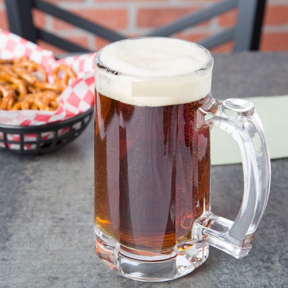 Crystal Beer Mugs Set of 12 with Strong Handle Transparent - 400ml- (Premium Fancy Beer Mug for Husband)