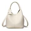 Women's Fashion Lychee Pattern Bucket Bag Soft Leather Foreign Air Straddle Bag