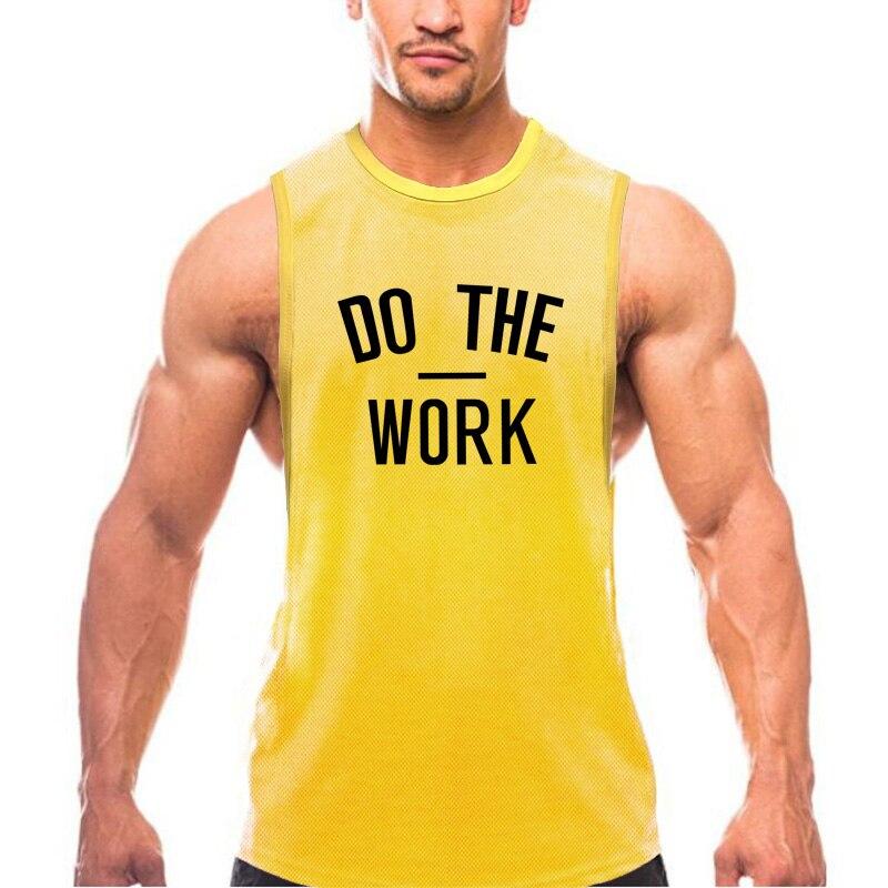 Do The Work  Summer Mens Bodybuilding Fitness Workout Gym Sports Mesh Quick-drying Breathable Muscle Guys O-neck Printed Tank Top