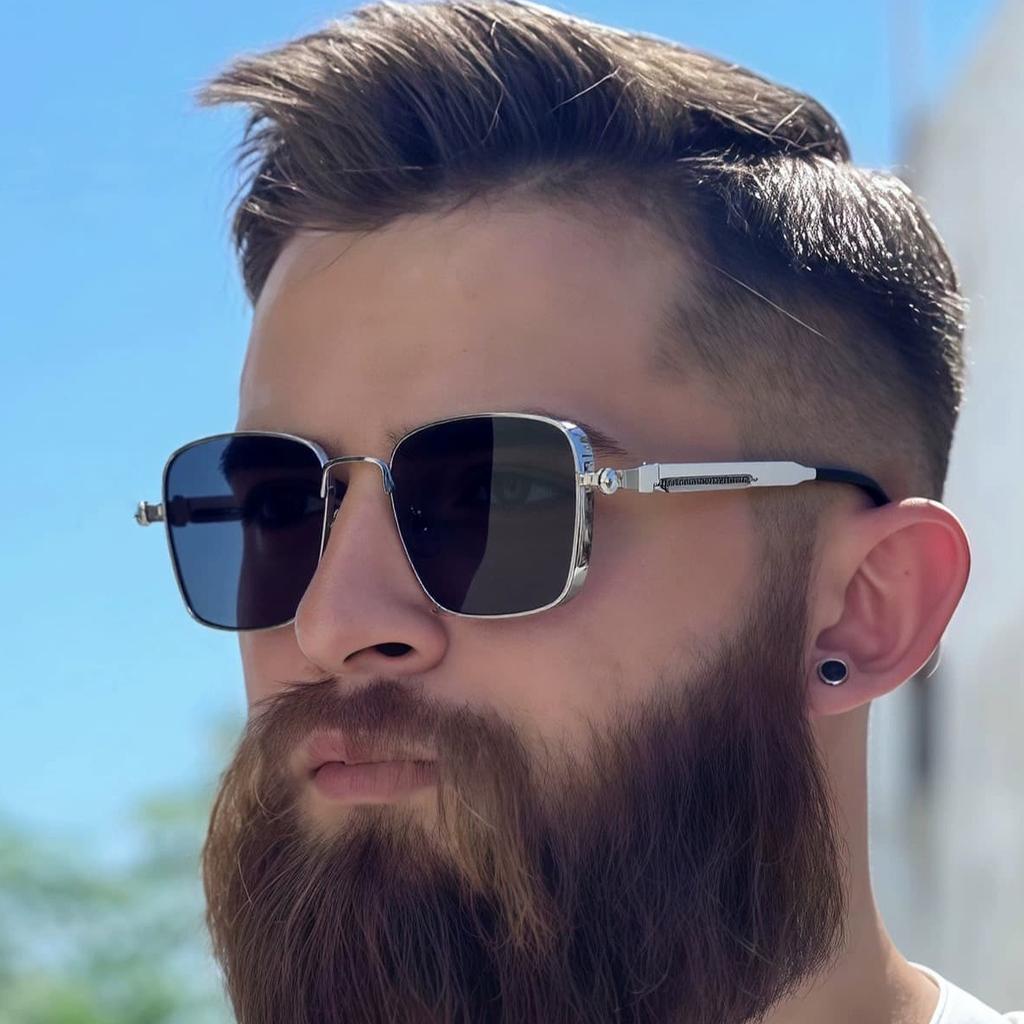 Punk Sunglasses Men Driving Sunglasses Retro Spring Leg Driving Outdoor Sports Metal Rectangular Decorative Glasses Women UV400