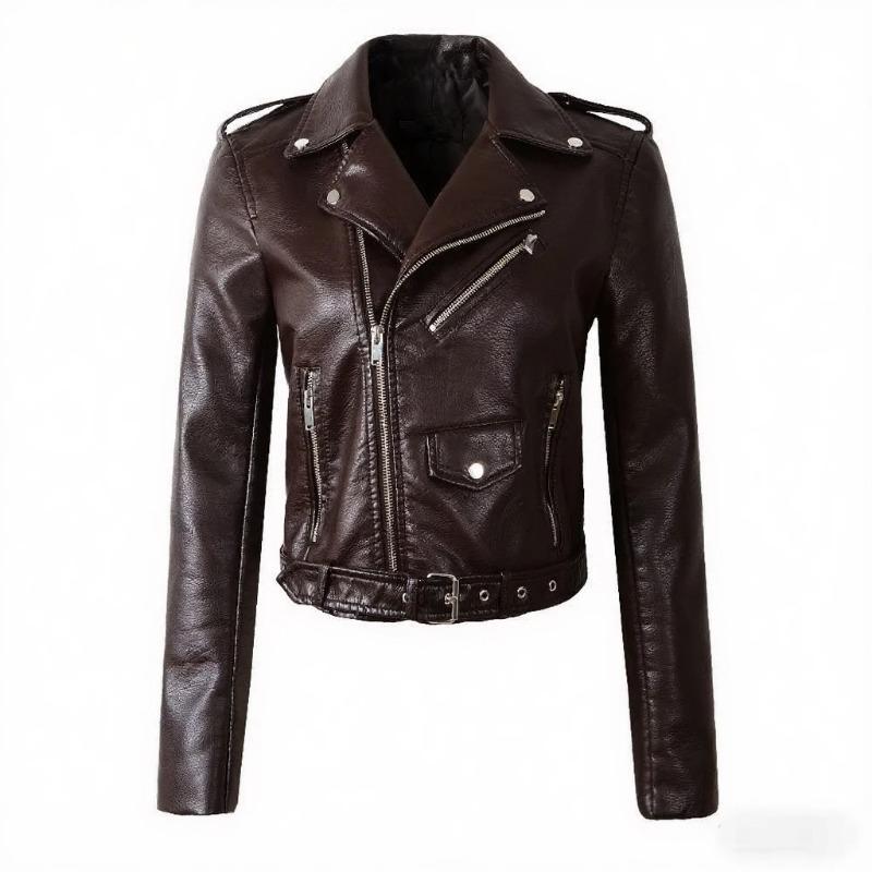 New Motorcycle Leather Jacket Spring and Autumn Regular Korean Style Fashionable Women's Slim Women's Leather