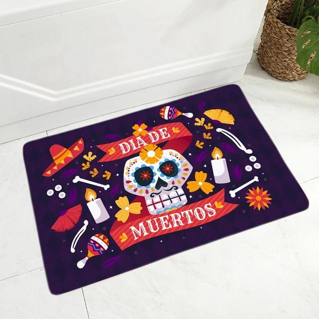Cartoon Mexico Day of The Dead Entrance Doormat Home Decor Sugar Skulls Kitchen Hallway Rugs Bathroom Non-slip Floor Mat