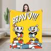 Cupheads Knitted Blanket Fleece Video Game Warm Throw Blanket for Outdoor Travel Bed Rug