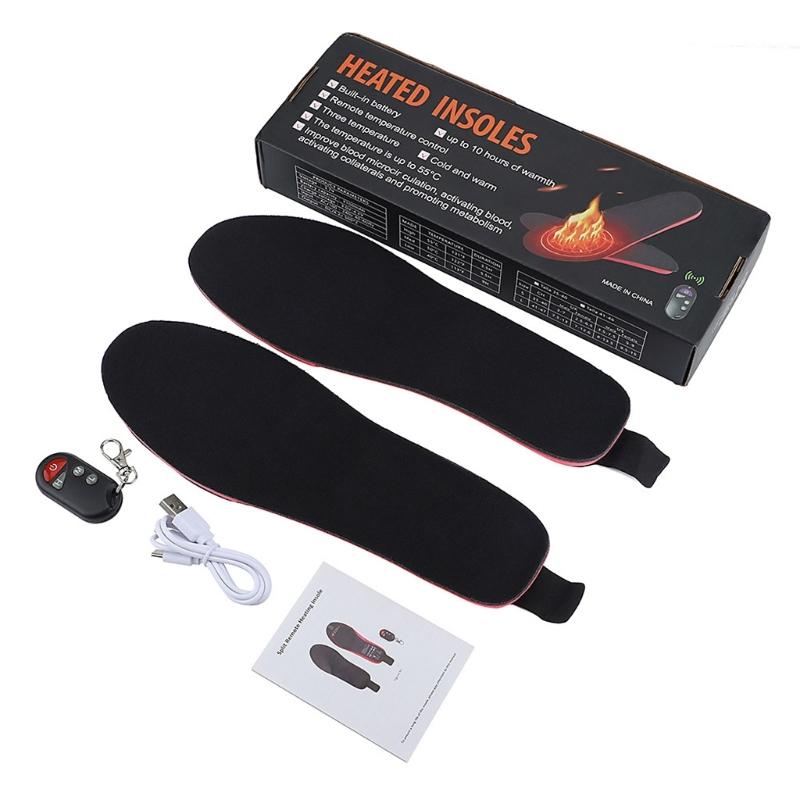 USB Rechargeable Electric Heated Insoles Winter Foot Warmer Cuttable Electric Heated Shoe Pad for Man Women
