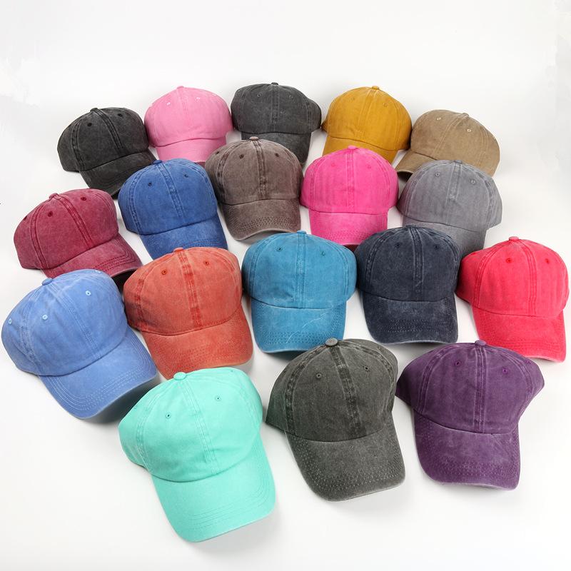 Washed Cotton Baseball Cap Men'S And Women'S Fashion Dad Hat Casual Retro Soft Top Curved Brim Solid Color Cap