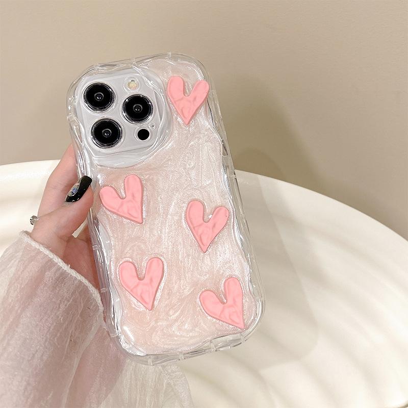 

Pink Wind Pleated Love Mobile Phone Case Is Suitable For Iphone17Promax Three-Dimensional Butterfly Apple 15 All-Inclusive. iPhone 7/8/SE 2020
