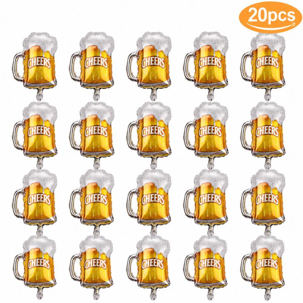 20 Pcs Large Size Beer Mug Balloon Aluminum Foil Foil Balloon Beer Balloon Background Decoration