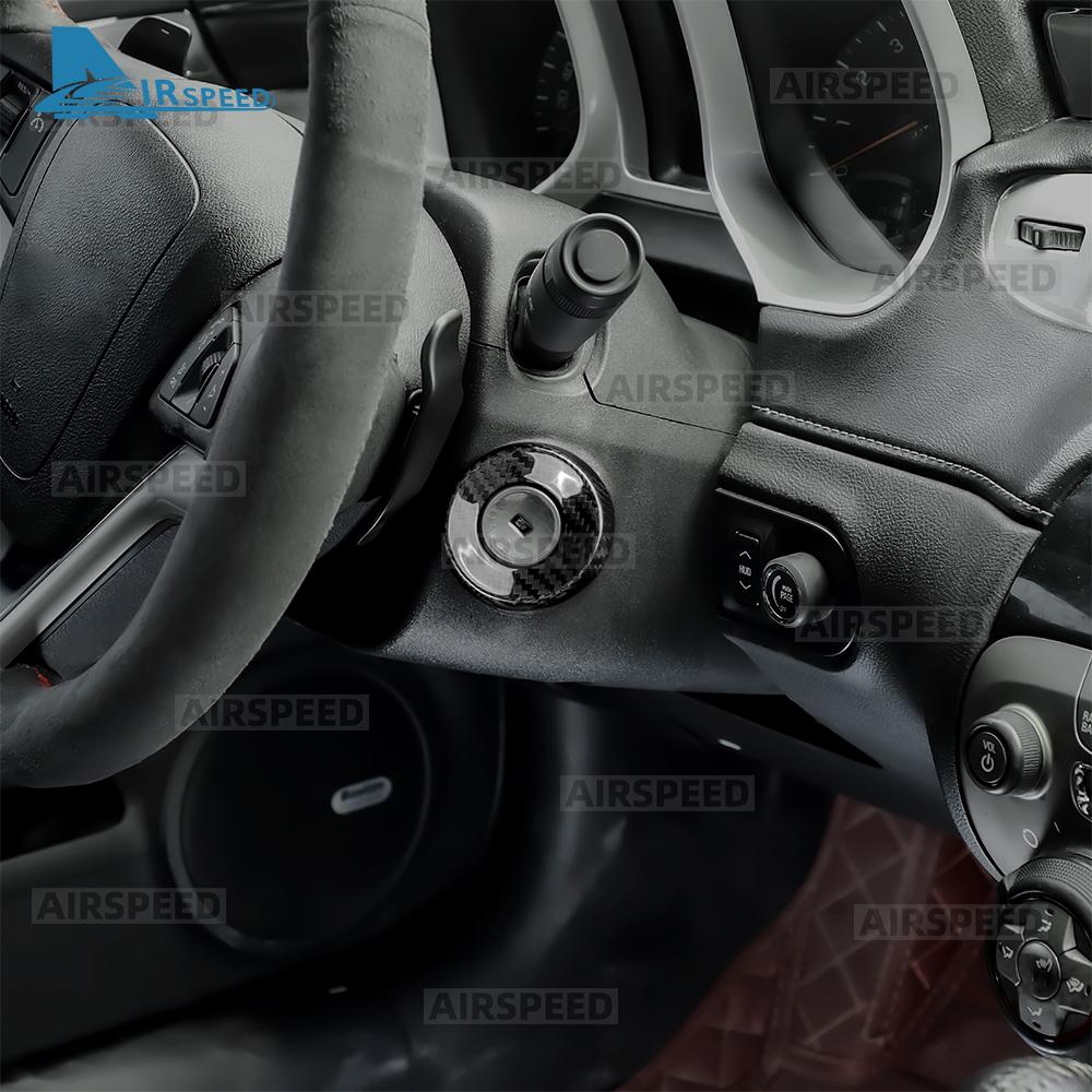 Real Hard Dry Carbon Fiber for Chevrolet Camaro 2010 2011 2012 2013 2014 2015 Car Ignition Key Start Ring Sticker Interior Trim