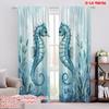 2pcs,2D Plane Printing Window Curtain Seahorse Duet Polyester Fabric (without Rod) Art Deco Festive Perfect for Living Room,