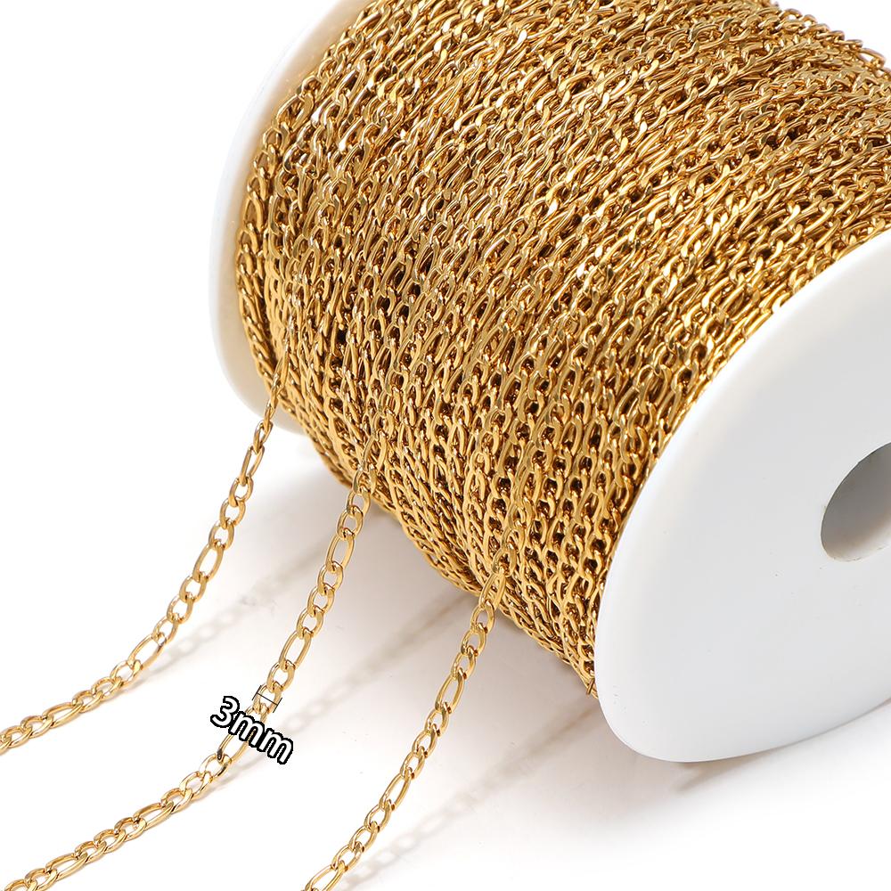 2 Meters Stainless Steel Link Cuban Figaro Chains Bulk for DIY Jewelry Earrings Making Necklace Findings Bracelets Wholesale