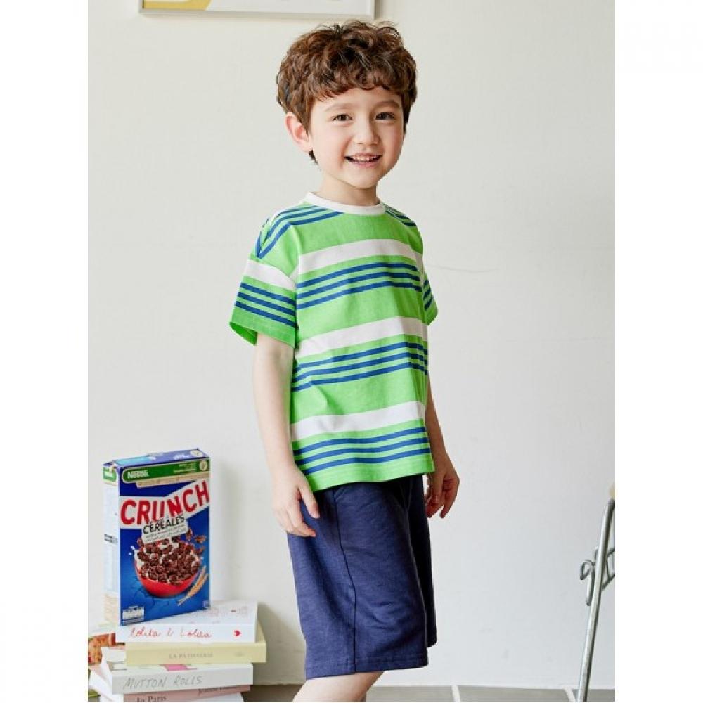 [olivan] Kitsch Stripe Cooling Top And Bottom  Green 