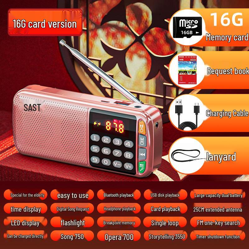 Xianke 2025 Portable Rechargeable Radio & Speaker for Seniors