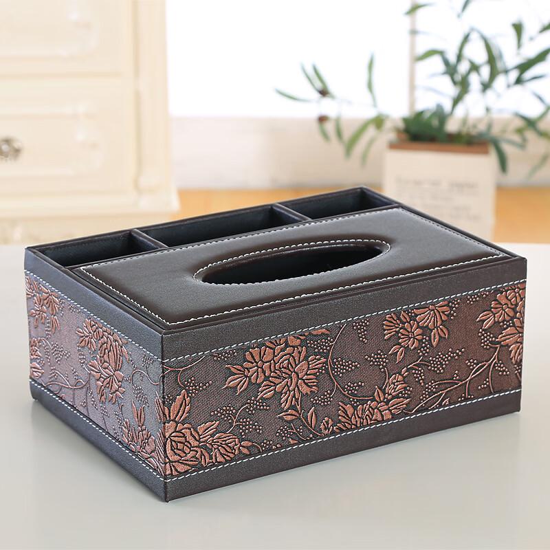 Leather Multi-functional Desk Organizer with Tissue Box