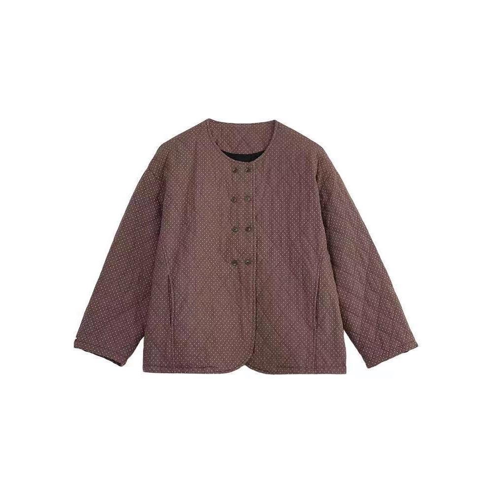 Women's Retro Polka Dot Quilted Cotton Jacket: Warm Winter Outerwear