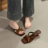 French high-heeled niche slippers women's shoes summer 2025 new outer wear square suede open-toed wedges sandals