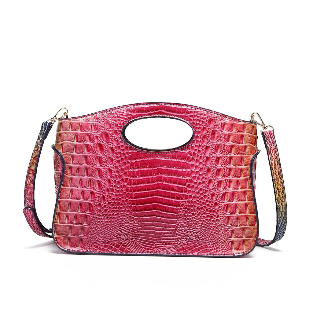 PU Leather Shoulder Bag Women Handbag Luxury Designer Gradient Color Retro Crossbody Shell Bag Handbag Wallet with Crocodile Pattern Tote Bag