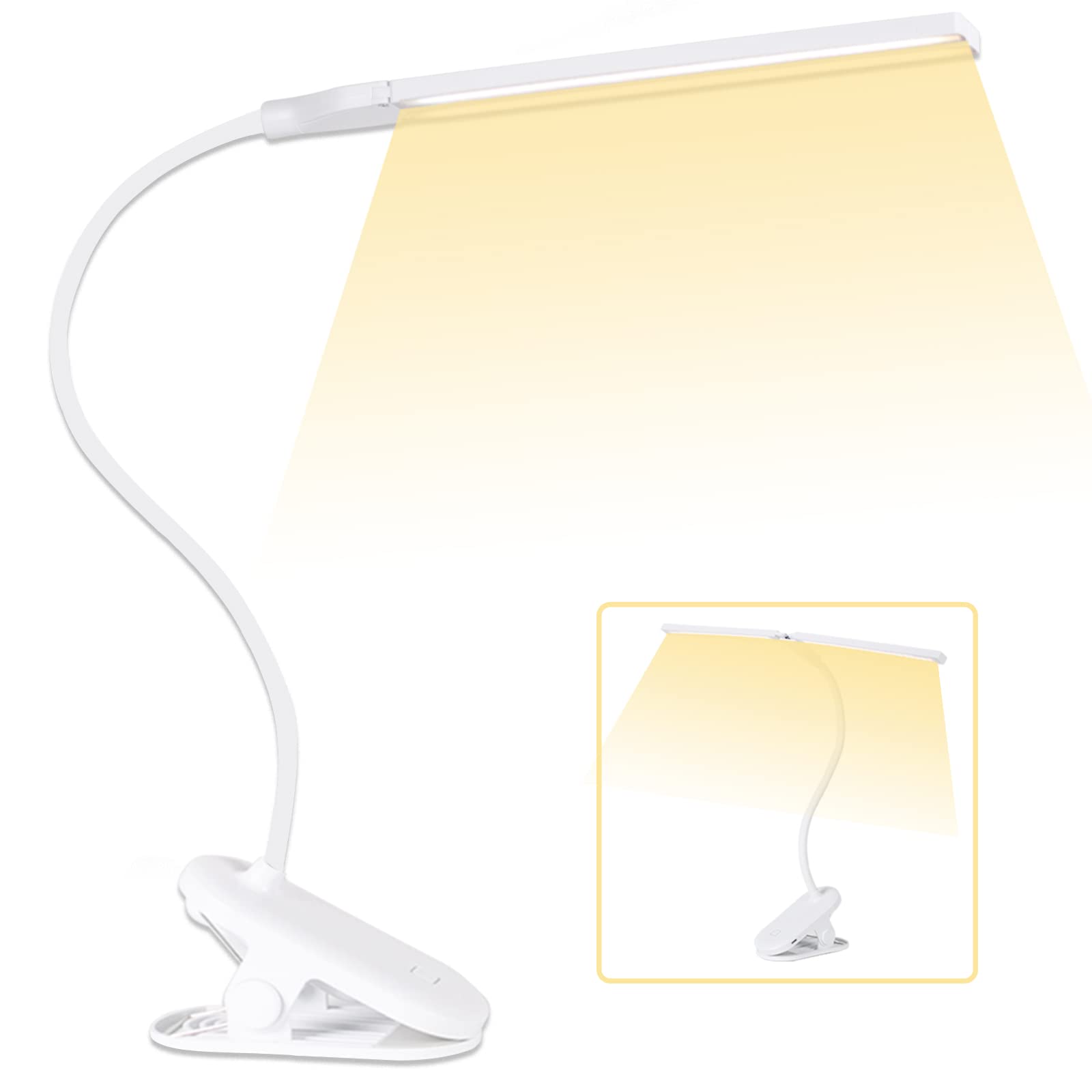 

[2025 Покращений] Настільна лампа-кліпса SATADA, Бездротова, Безпечна для очей, Яскрава, Світлодіодна настільна лампа, Лампа для книги, Лампа для читання, Три колірні температури