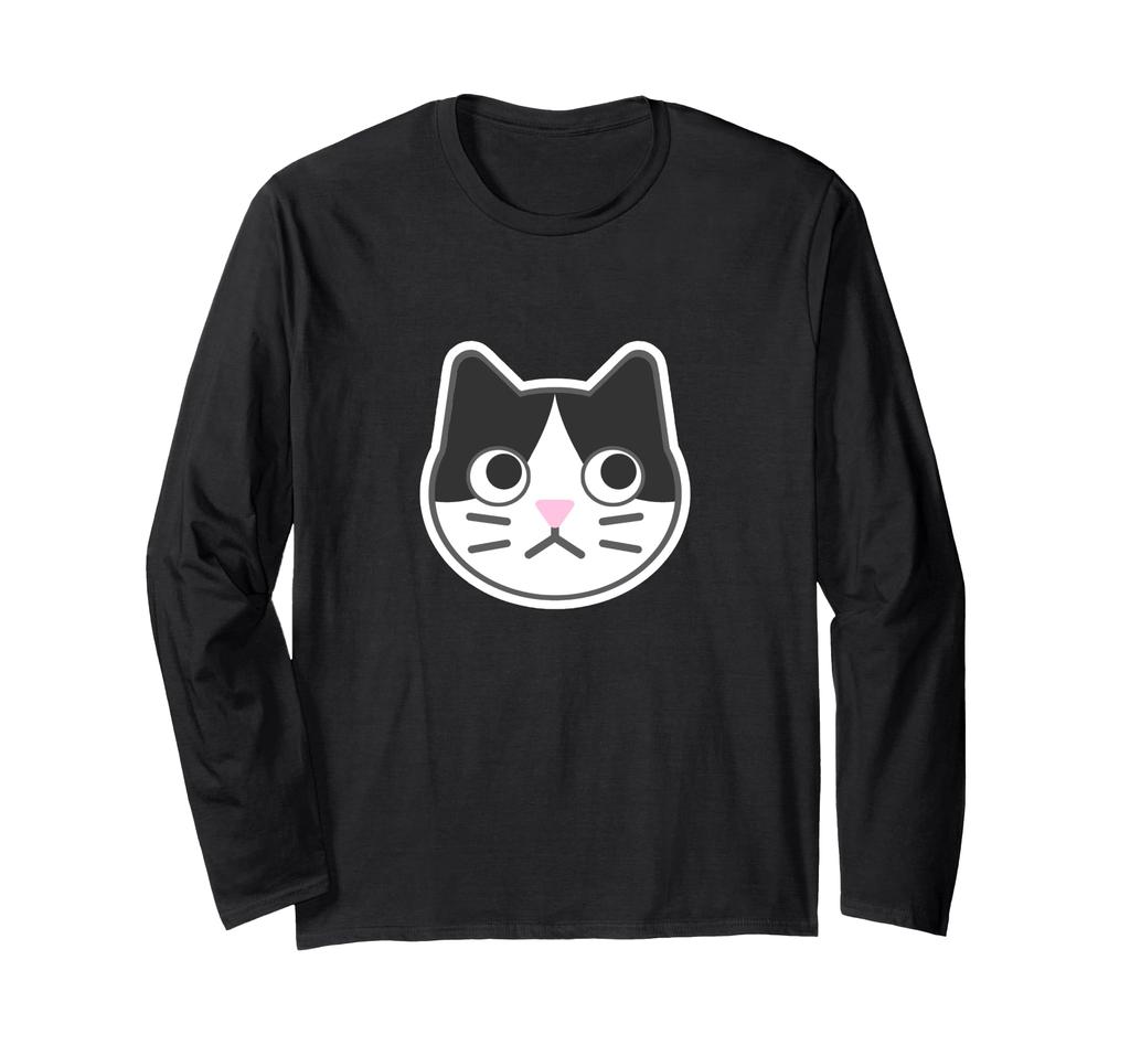Calico Face Cat Simple Loose and Cute Animal Illustration Long Sleeve [Animal Friends] Face, T-Shirt