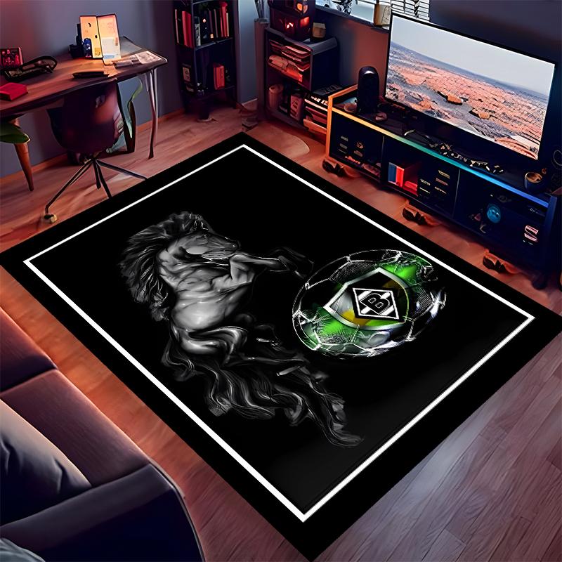 1pc Borussia Monchengladbach Logo Print Area Rug - Soft,Washable Non-Slip Indoor Mat for Office Chairs,Living Room,Home Office Decorative Rug
