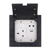Floor Outlet Black Stainless Steel 16A 3 Prong Universal 2 Holes USB and Computer Port Recessed Floo